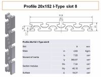 Alumínium Profil 20x152 slot 8 - mm pontosan méretre vágva