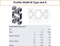 Alumínium Profil 30x60 slot 8 - mm pontosan méretre vágva