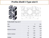 Alumínium Profil 20x40 slot 5