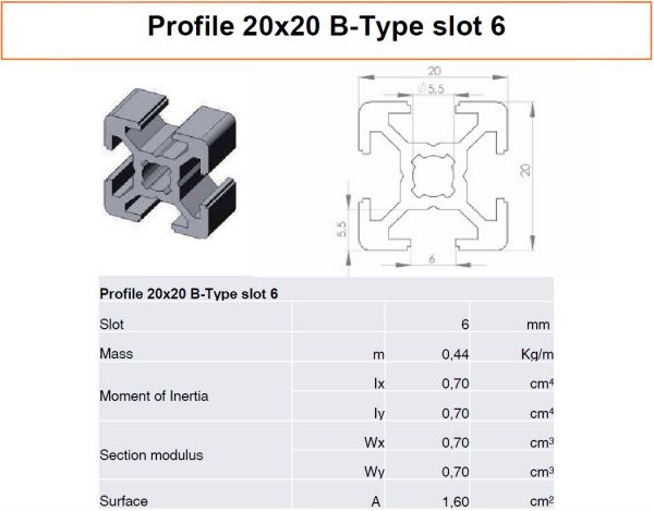 Alumínium Profil 20x20 slot 6