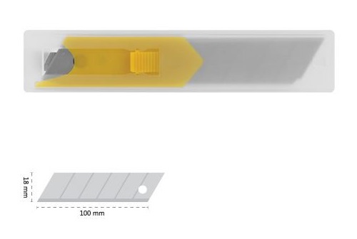 Tördelhető vágókés penge, 10-es csomag, szélessége 18 mm.
